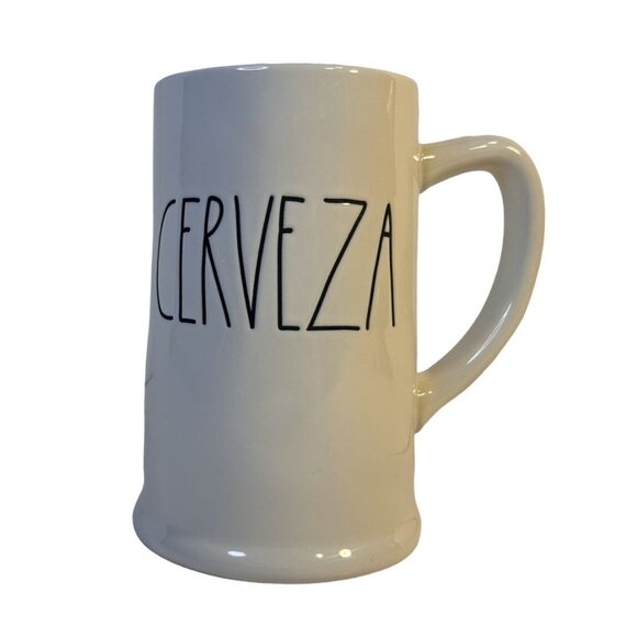 Rae Dunn Set-2 "CERVEZA" Ceramic White w/Yellow Inside Beer Steins 24oz Each - Picture 8 of 12